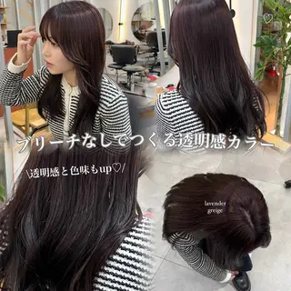 ロング ブリーチなしカラー /ベージュカラーのヘアスタイル