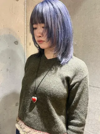 ミディアム カラー ハイトーン/顔まわり レイヤー/YUKAのヘアスタイル