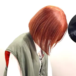 ショート カラー パーマ ヘアアレンジ メンズ キッズ ネイル マツエク・マツパ アイブロウ 🧨ブリーチー×ボブ レイヤー💎じゅえるのヘアスタイル