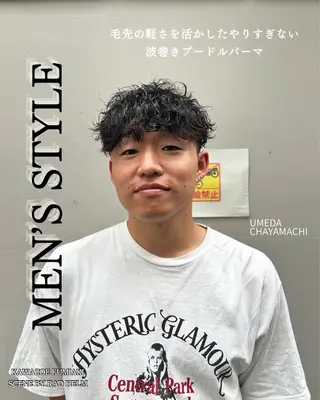 パーマ 川副史晶/シャドウ 波巻き/メンズパーマのヘアスタイル