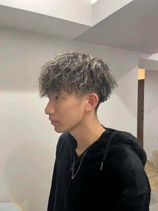 ショート カラー パーマ メンズ りんと 無料カットモデル募集のヘアスタイル
