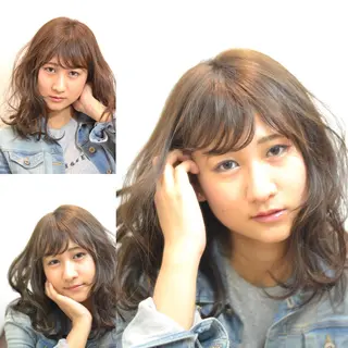 セミロング カラー パーマ 大木 拓瑞のヘアスタイル