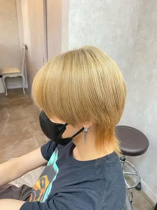 ミディアム カラー メンズ レイヤーウルフ エクステ磯部のヘアスタイル