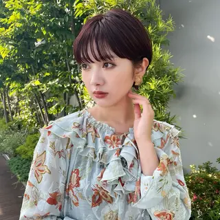 ショート カラー レイヤー/ショート透 明感カラー/西田祐賀のヘアスタイル