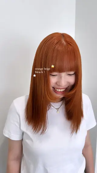 セミロング カラー 愛結 暖色カラー🎀🩰のヘアスタイル