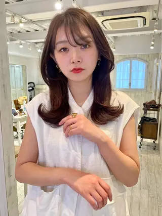 セミロング カラー 【韓国ヘア×透明感 カラー】笹谷 莉未のヘアスタイル