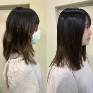 セミロング パーマ 髪質改善/縮毛矯正 /ブリーチ矯正/岡部のヘアスタイル