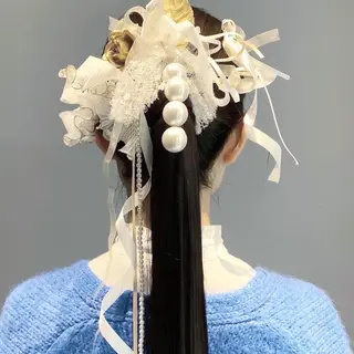 セミロング カラー ヘアアレンジ 卒業式ヘアセット🎀 ヘアアレンジのヘアスタイル