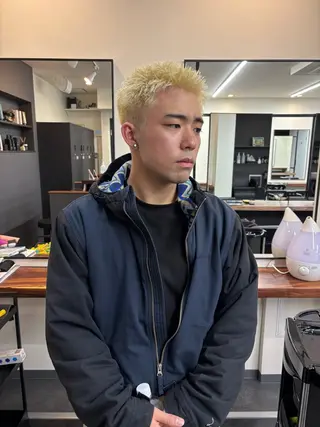 パーマ メンズ スパイキーパーマ 柏NO1 藤本葉のヘアスタイル