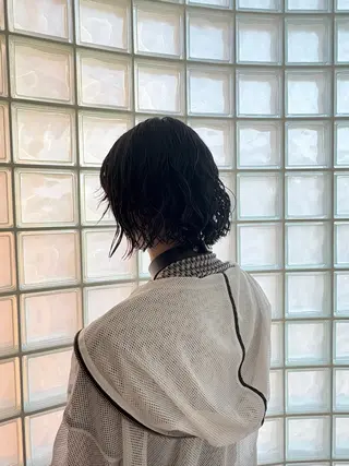 ミディアム パーマ メンズ 山野 華愛のヘアスタイル