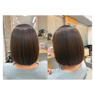 ミディアム レイヤーカット・ 縮毛矯正 星野のヘアスタイル