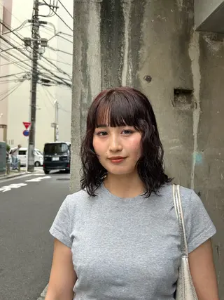 ミディアム カラー パーマ ayano🍒パーマ 暖色カラーのヘアスタイル