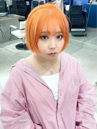 ショート カラー スパイラルパーマ 🌐hina⭐️のヘアスタイル