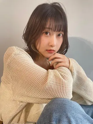 ミディアム カラー ヘアアレンジ キッズ マツエク・マツパ アイブロウ 透明感カラー/推しカ ラー☁️JURAのヘアスタイル