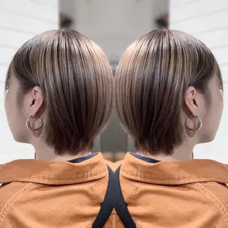 ショート カラー ヘアアレンジ 髪質改善×ハイトーン 中田啄也のヘアスタイル