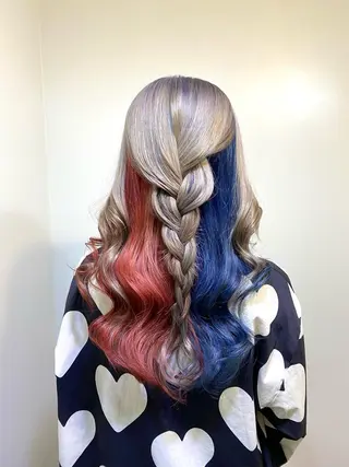 ロング カラー ブリーチ毛対応酸性 ストレート🌈サキのヘアスタイル