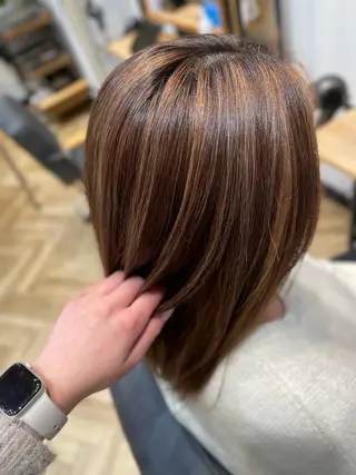 セミロング カラー 望恵🌸 韓国🇰🇷スタイルのヘアスタイル