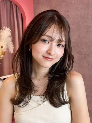 セミロング カラー 山崎/ボブ縮毛矯正 レイヤー髪質改善のヘアスタイル