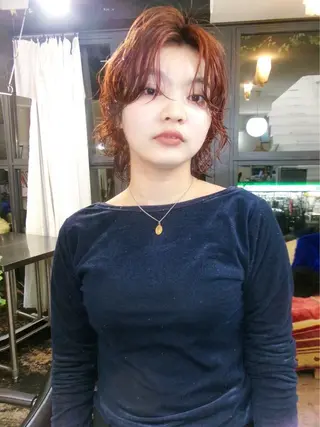 ミディアム カラー パーマ 早川 豪のヘアスタイル