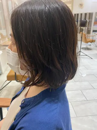 ミディアム パーマ コテ巻き風パーマ✨ かつみのヘアスタイル
