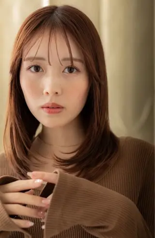 ミディアム くびれ&切りっぱボブ 得意👍佐藤歩のヘアスタイル