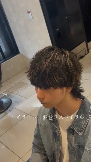 カラー パーマ メンズ 藤沢/波巻きパーマ/ ツイストスパイラルのヘアスタイル