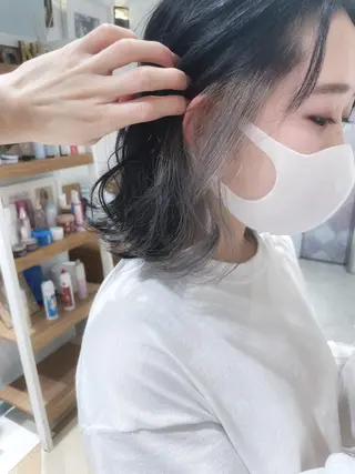 ミディアム カラー パーマ ヘアアレンジ キッズ ネイル マツエク・マツパ Lond jeloud 名古屋所属・髪質改善 の達人/杉原碧仁のヘアスタイル