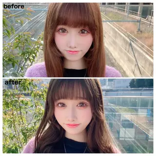 セミロング カラー ヘアアレンジ 顔周りカット/髪質改 善/新宿/畑中稔里のヘアスタイル