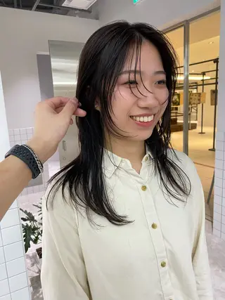 セミロング カラー 似合わせカット レイヤーボブウルフのヘアスタイル