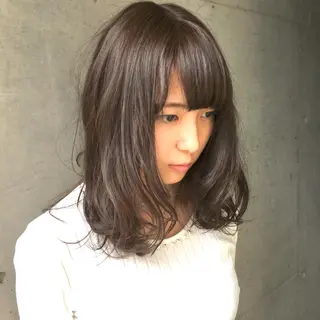セミロング カラー パーマ 福重 奨のヘアスタイル