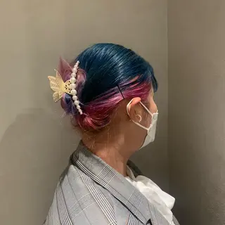 ミディアム カラー ヘアアレンジ ネイル マツエク・マツパ アイブロウ 土谷 優乃のヘアスタイル