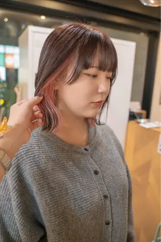 ミディアム カラー 【ボブ】縮毛矯正/ 船橋駅5分/鈴木杏美のヘアスタイル