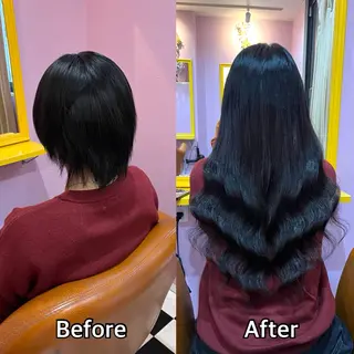 ロング シール+ちび編み込み エクステ梅田🐨のヘアスタイル