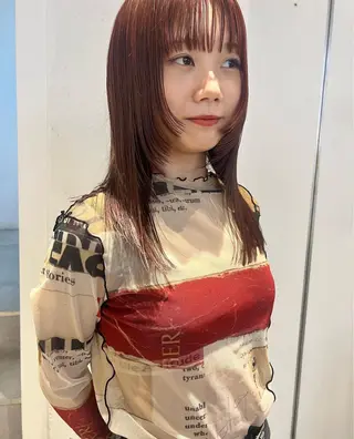 セミロング カラー 顔周りカット/透明感 カラー✂️MEIのヘアスタイル