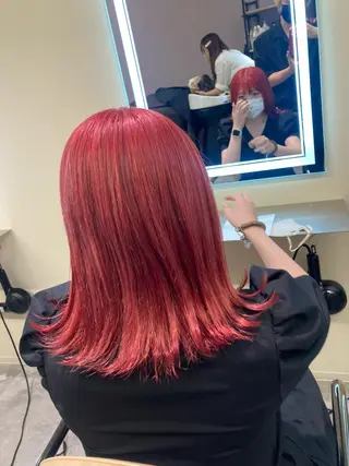 ミディアム カラー ブリーチ&似合せボブ 田中寛十のヘアスタイル