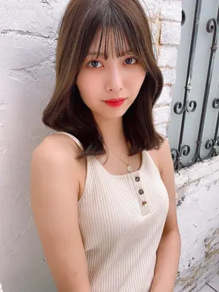 セミロング 新宿/韓国レイヤー 髪質改善カラー/角所のヘアスタイル