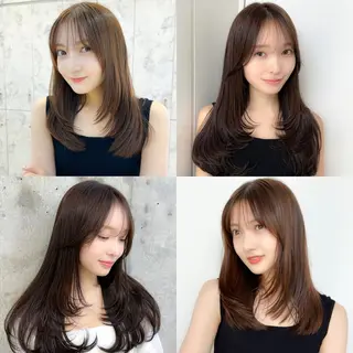 セミロング カラー 新宿/韓国風レイヤー 髪質改善/渋谷直樹のヘアスタイル