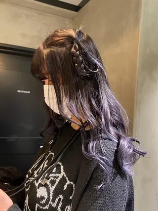 セミロング カラー デザインカラー❤︎ イシイレイのヘアスタイル