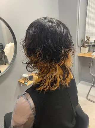 ミディアム パーマ 江坂レイヤーカット/ メンズカット/山本翼のヘアスタイル