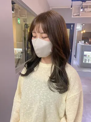 セミロング カラー きよはらちさき🍑 柔らかカラー🌱🫧のヘアスタイル