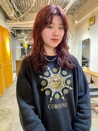 ミディアム カラー パーマ レイヤー/似合わせ TAKUYAのヘアスタイル