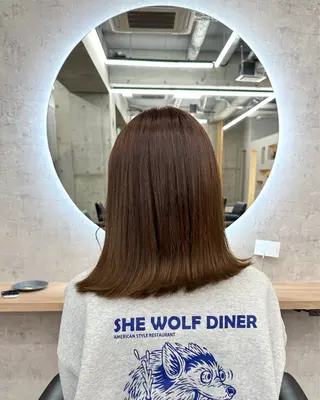 セミロング カラー 奥野碧🌈艶髪 /ダメージレスカラーのヘアスタイル