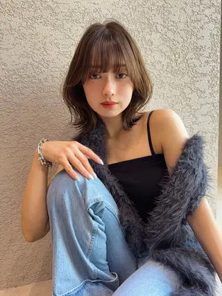 ミディアム カラー レイヤー✨縮毛矯正 川村利幸のヘアスタイル