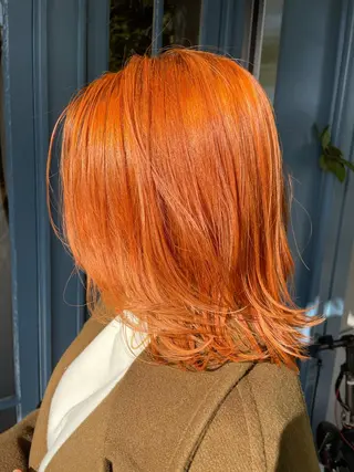 ミディアム ブリーチ毛矯正.髪質 改善.髪にドラマをのヘアスタイル