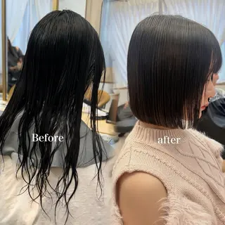 ミディアム 艶カラー/ボブ /似合わせ/田口愛那のヘアスタイル