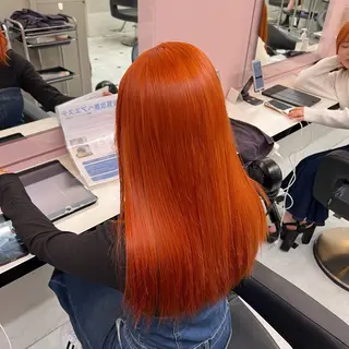 カラー 夏カラーオレンジ ヘアーひめな🫧のヘアスタイル