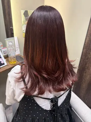 セミロング 髪質改善カラー&TR 縮毛矯正/弱酸性矯正のヘアスタイル