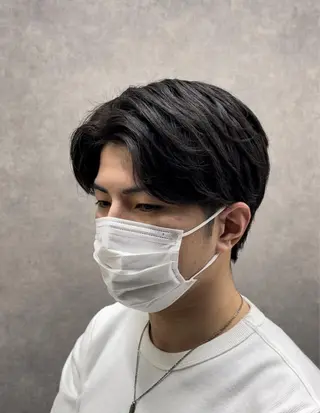 ミディアム パーマ メンズ GO TODAYシェアサロン大名店所属・濵武 尚人のヘアスタイル