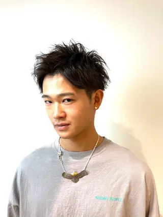 ショート メンズ IwAsh中山所属・✂︎中山ブリーチ・ パーマ✂︎露木智也のヘアスタイル