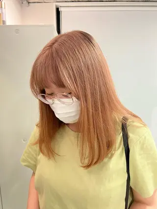 ミディアム カラー ハイトーン&髪質改善 &韓国エクステ🤎のヘアスタイル